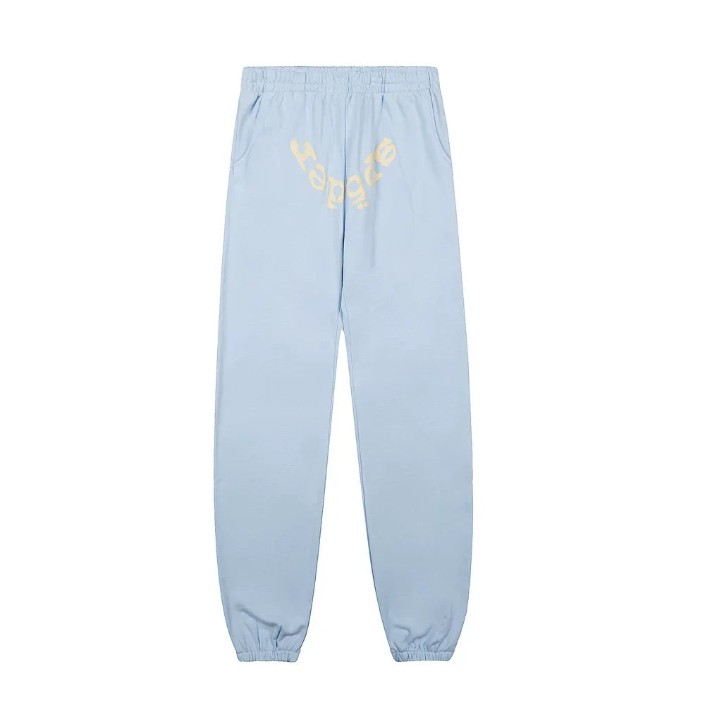 Sp5der Light Blue Sweatpants with Arched Logo