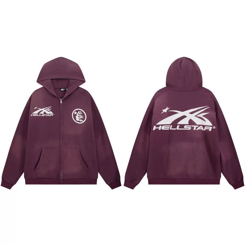 Hellstar Burgundy Logo Zip Hoodie