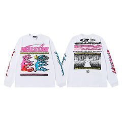 Hellstar White Multicolor Collage Long Sleeve Shirt