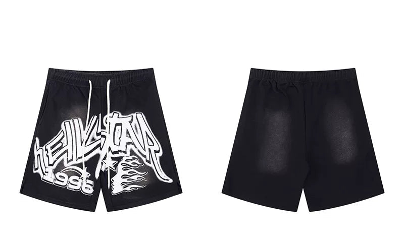 Hellstar Black Graffiti Style Shorts
