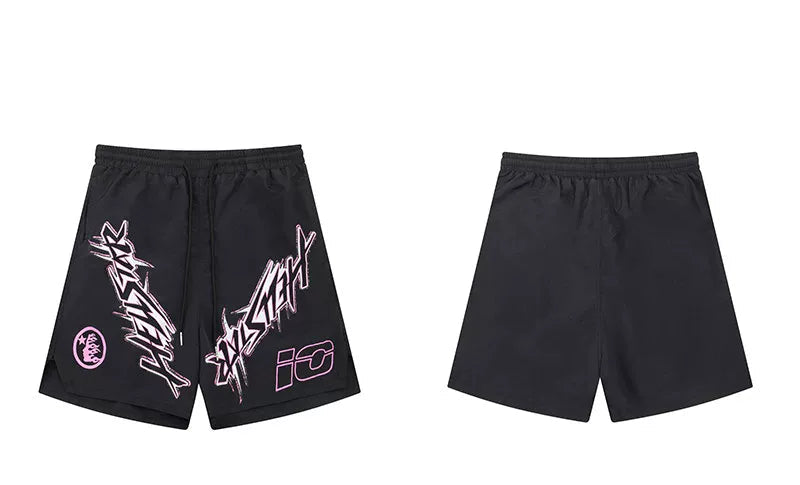 Hellstar Black Pink Print Shorts