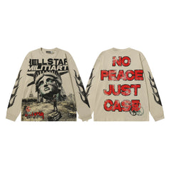 Hellstar Beige Statue Graphic Long Sleeve Tee