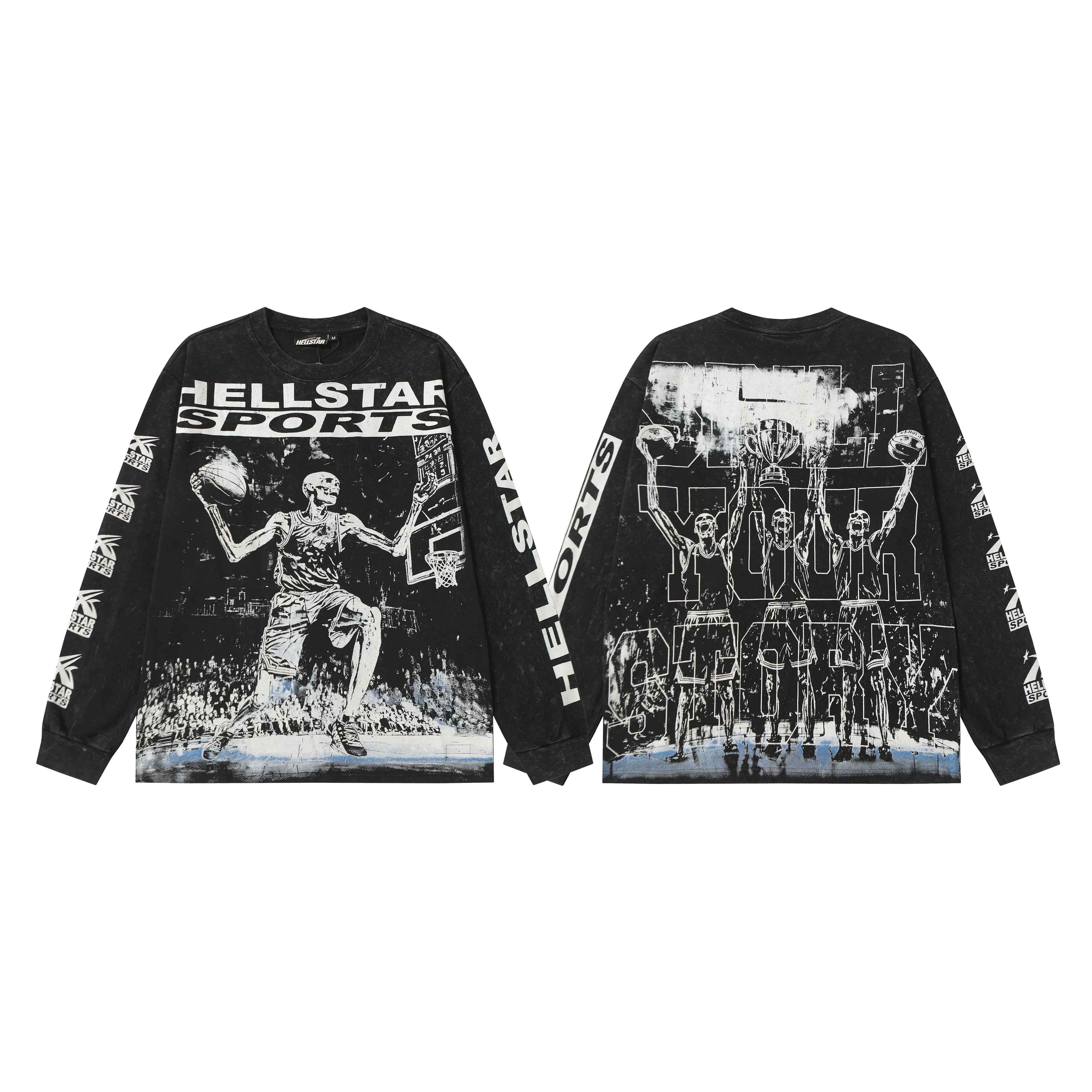 Hellstar Black Skeleton Basketball Long Sleeve Tee