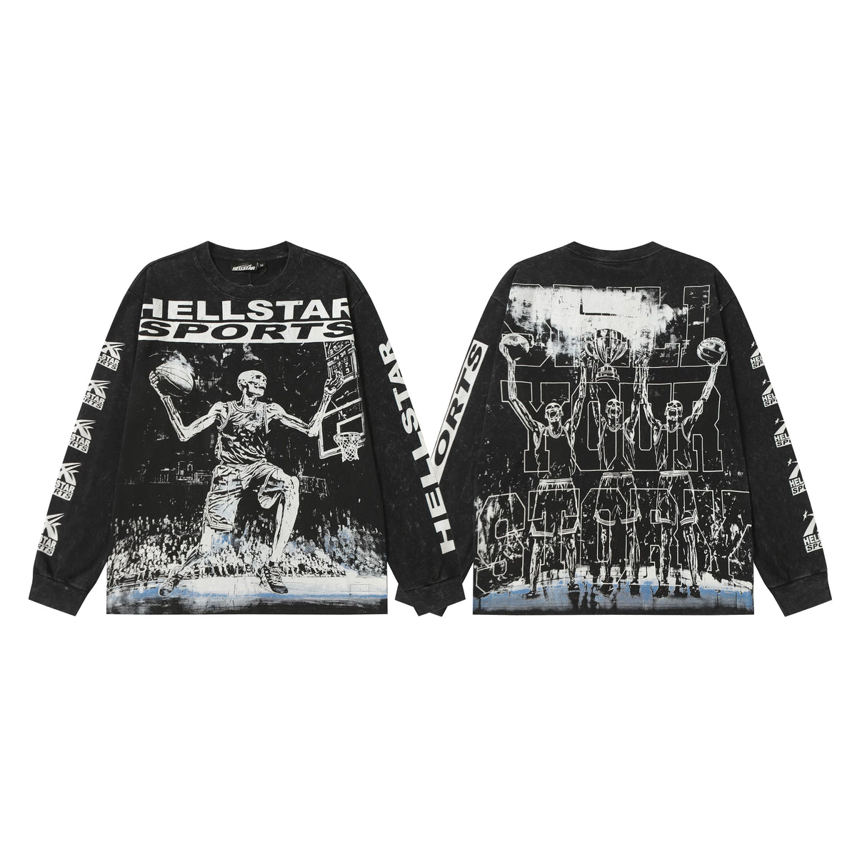 Hellstar Black Skeleton Basketball Long Sleeve Tee