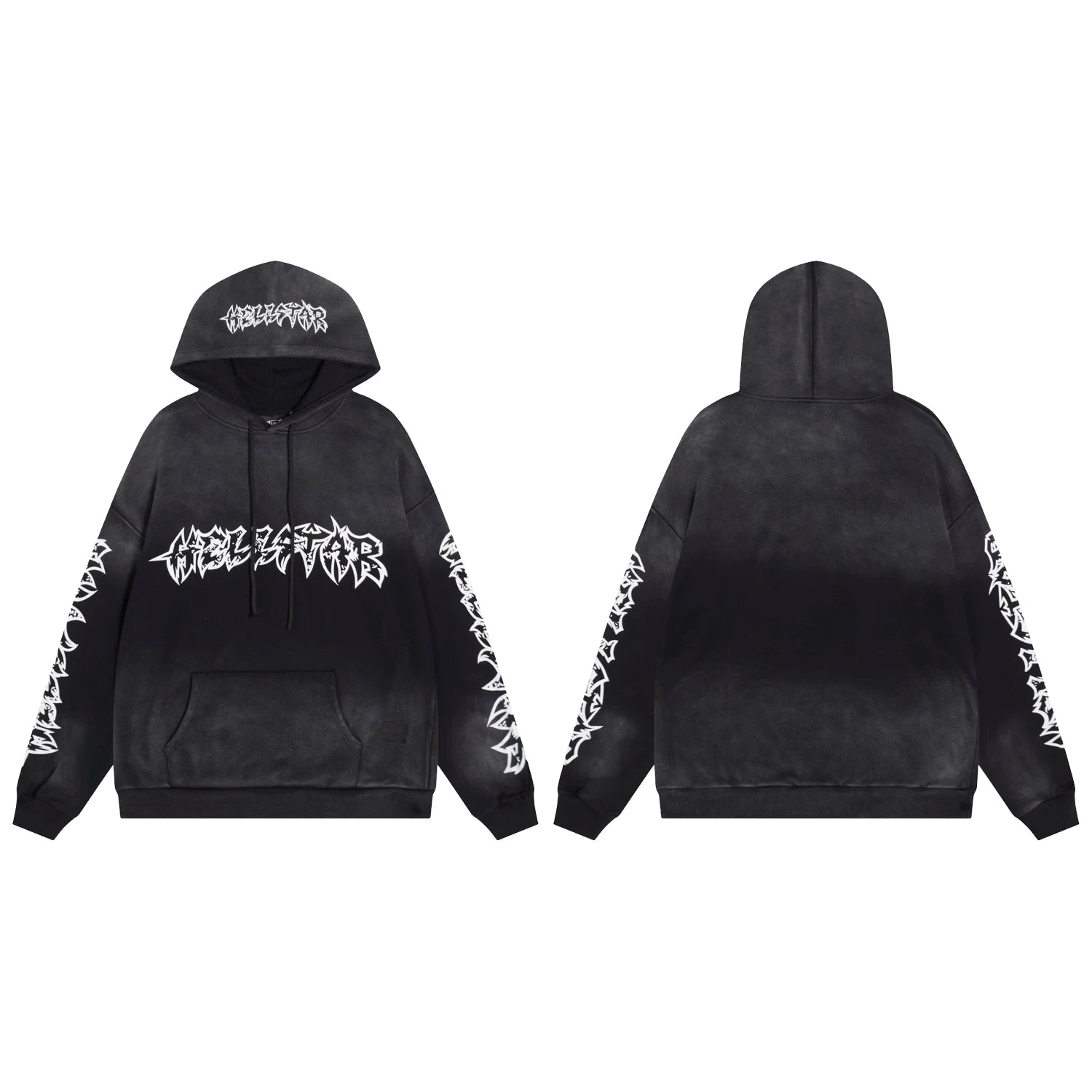 Hellstar Black Tie Dye Letter Hoodie