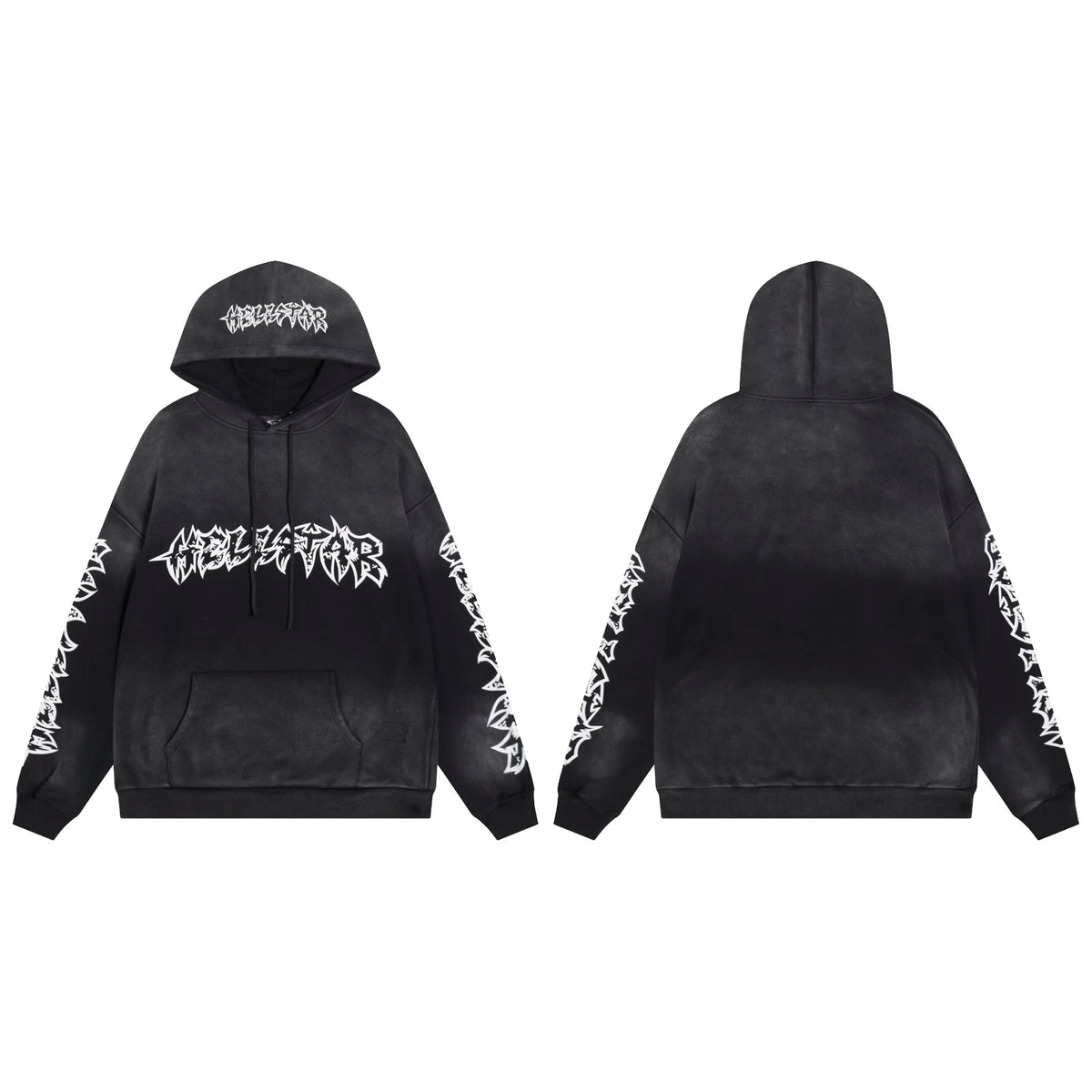 Hellstar Black Tie Dye Letter Hoodie