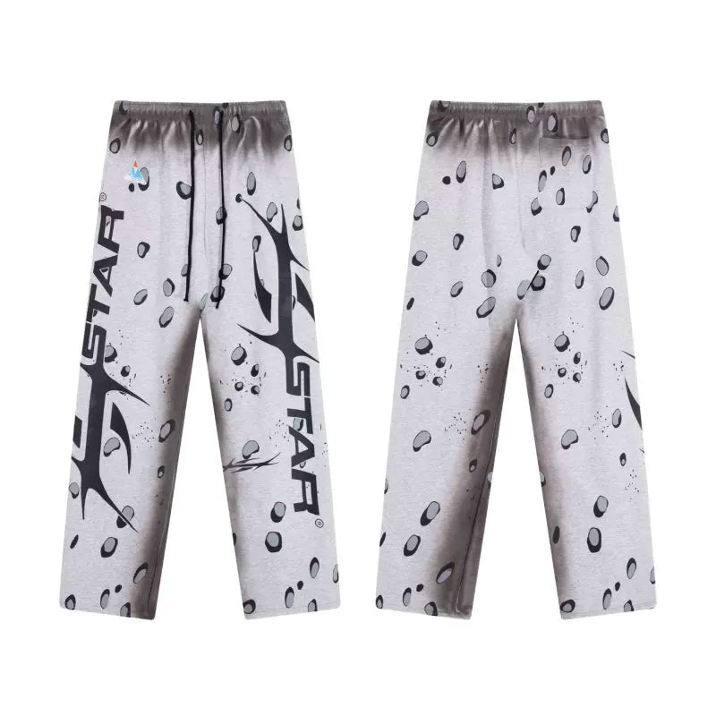 White Dotted Hellstar Flare Sweatpants