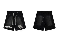 Hellstar Black White Drawstring Shorts