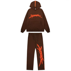 Sp5der High-Contrast Web Tracksuit - Chocolate Brown/Orange