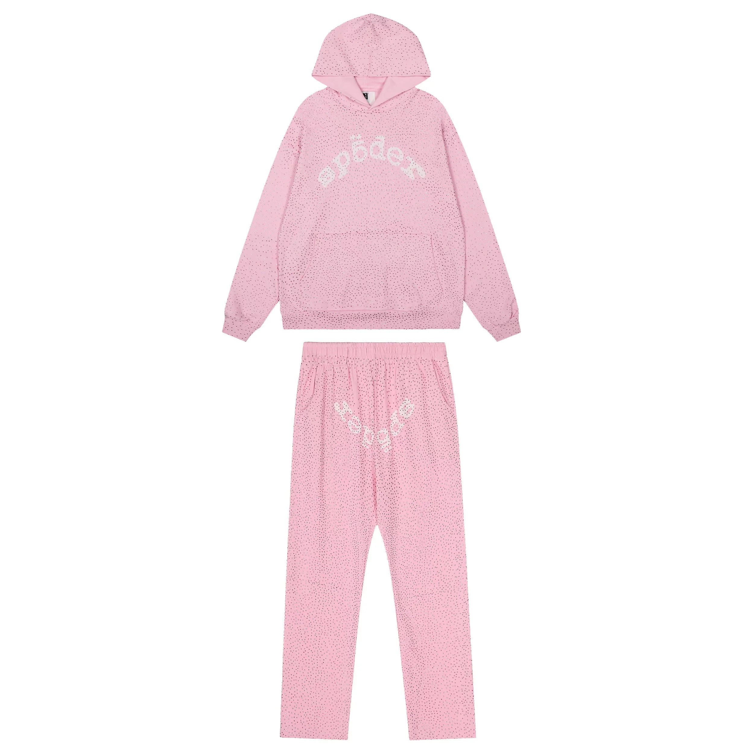 Sp5der Pastel Tracksuit Set - Light Pink / Light Fleece Lined