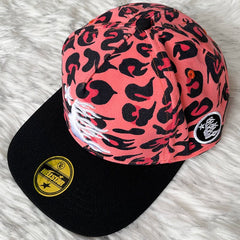 Hellstar Red Leopard Black Brim Flame Star Flat Brim Cap
