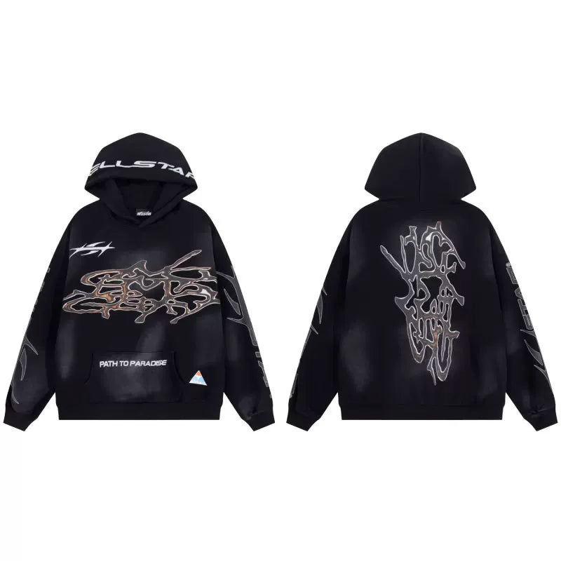 Hellstar Black Print Detail Hoodie