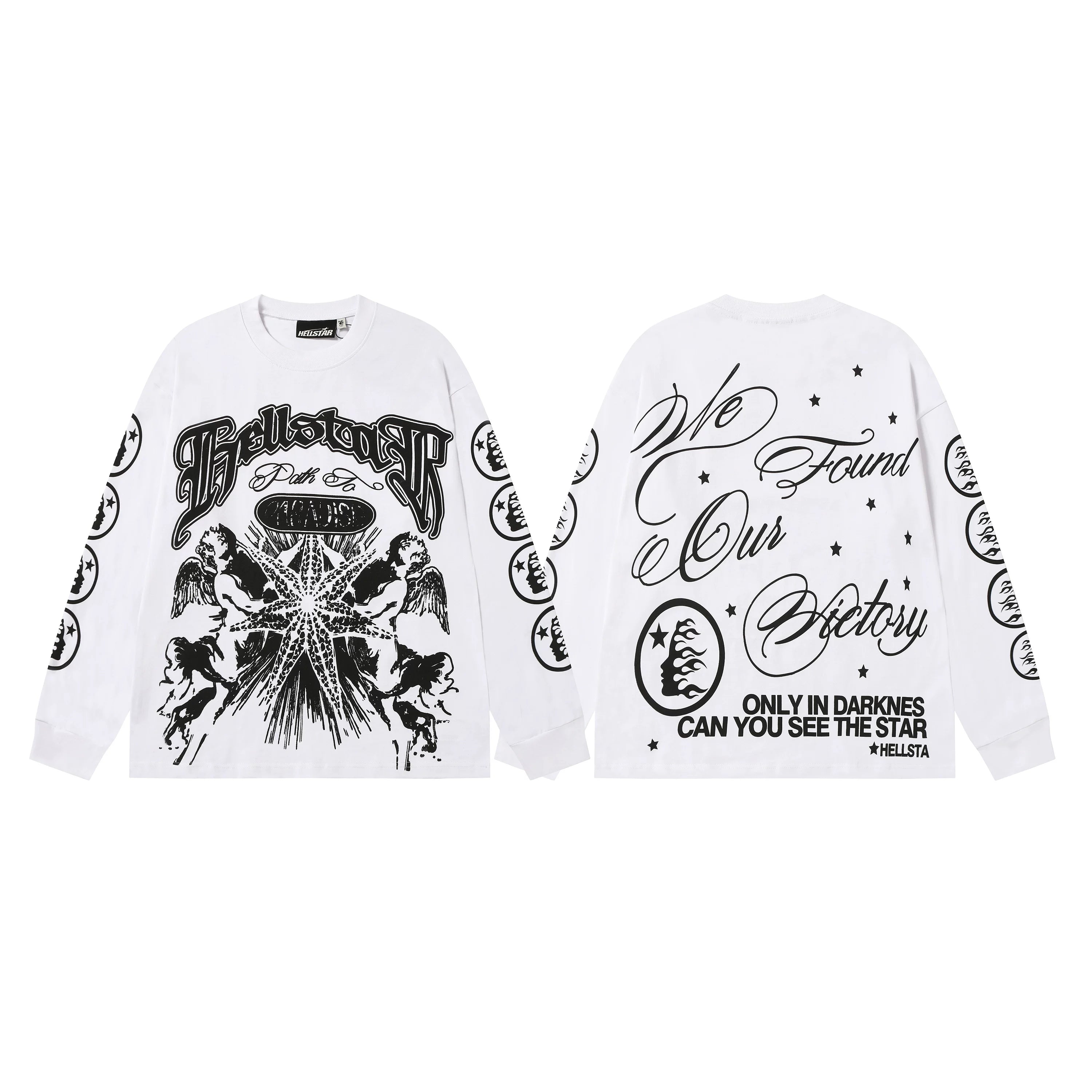 Hellstar White Angel Victory Script Long Sleeve Tee