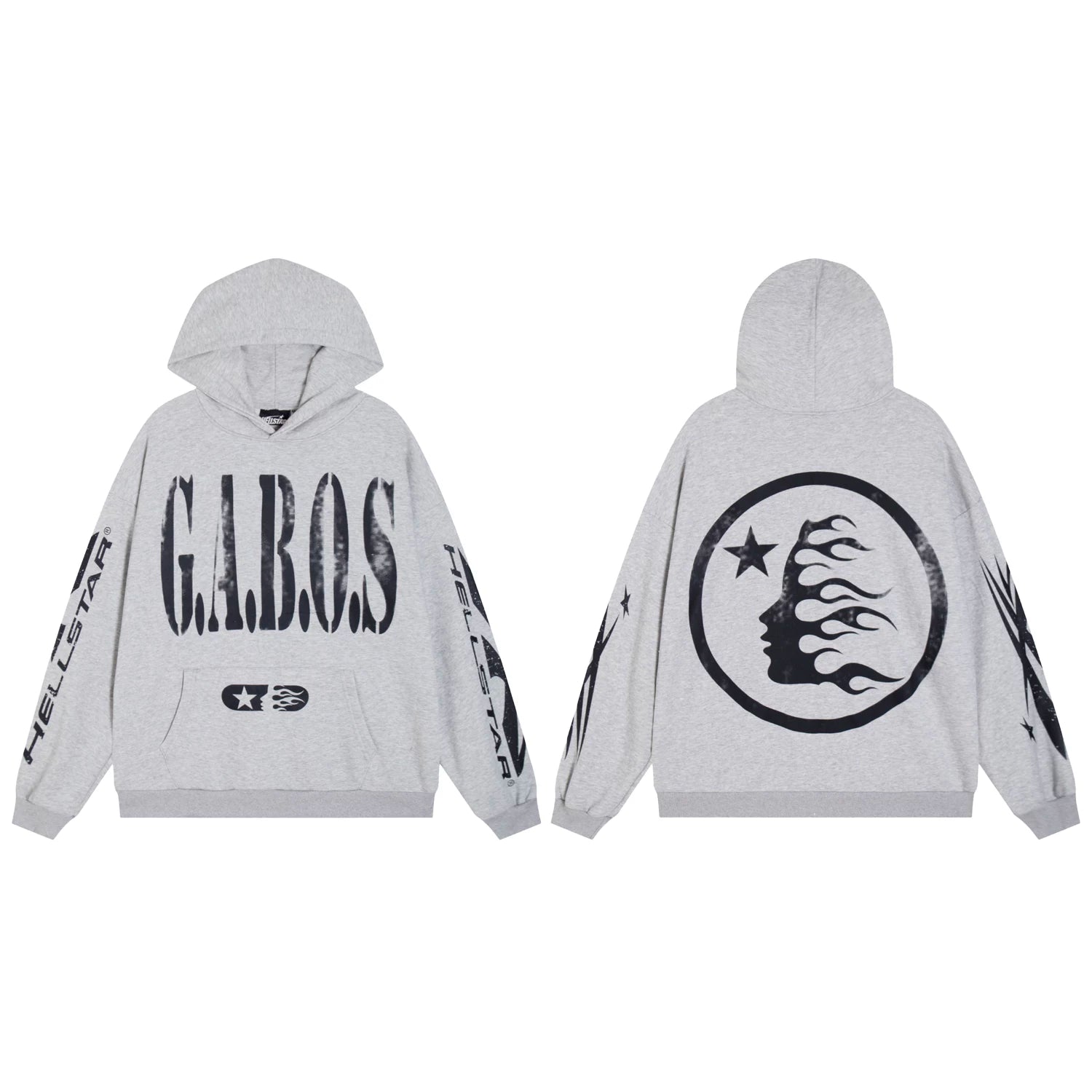 Hellstar Grey GABOS Flame Hoodie