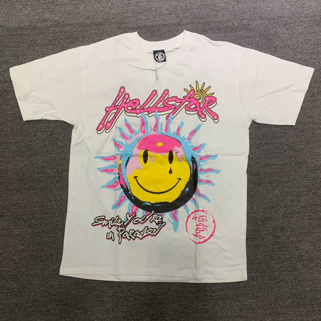 Hellstar Sun Smiley Face Cream T-shirt