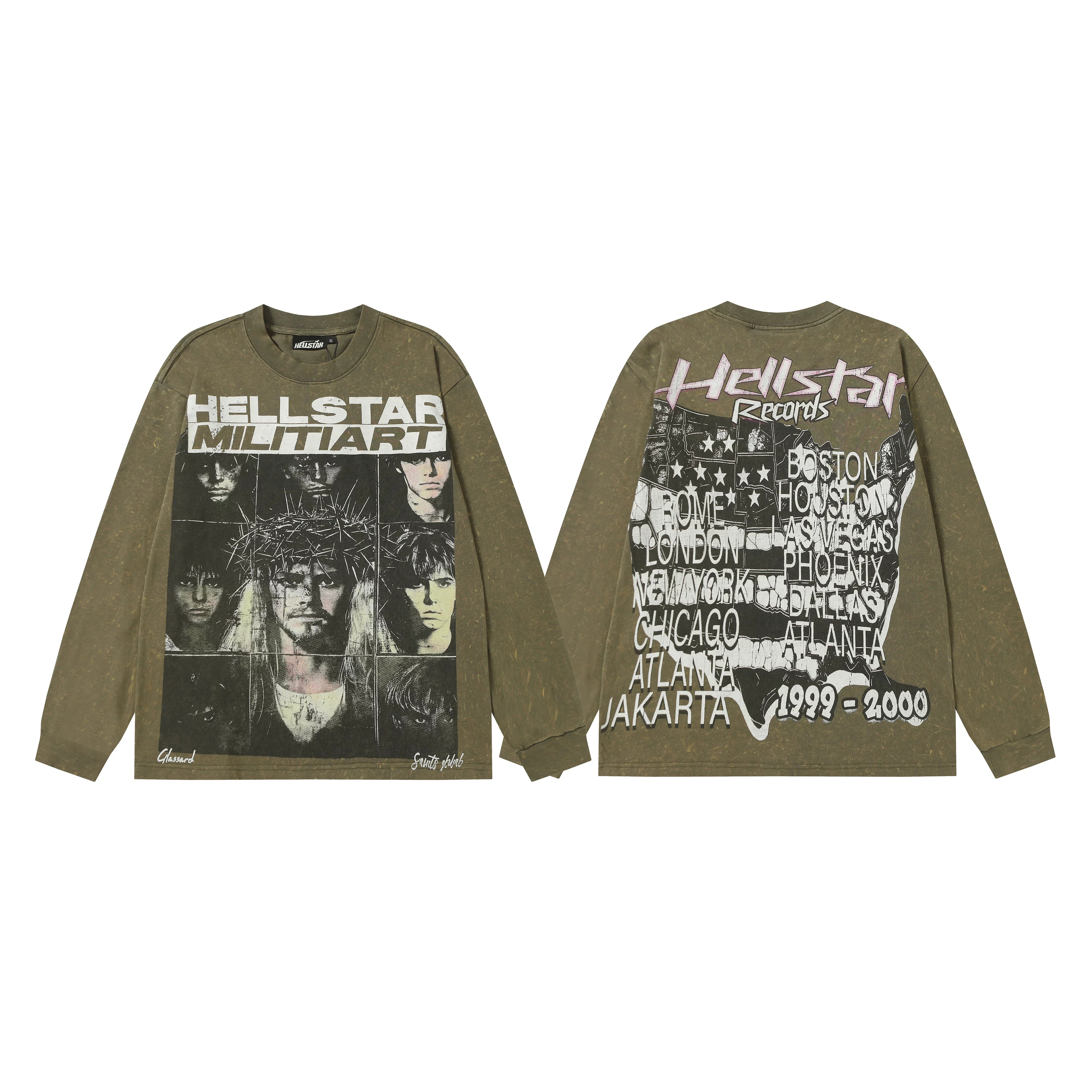 Hellstar Olive Band Tour Portrait Long Sleeve Top