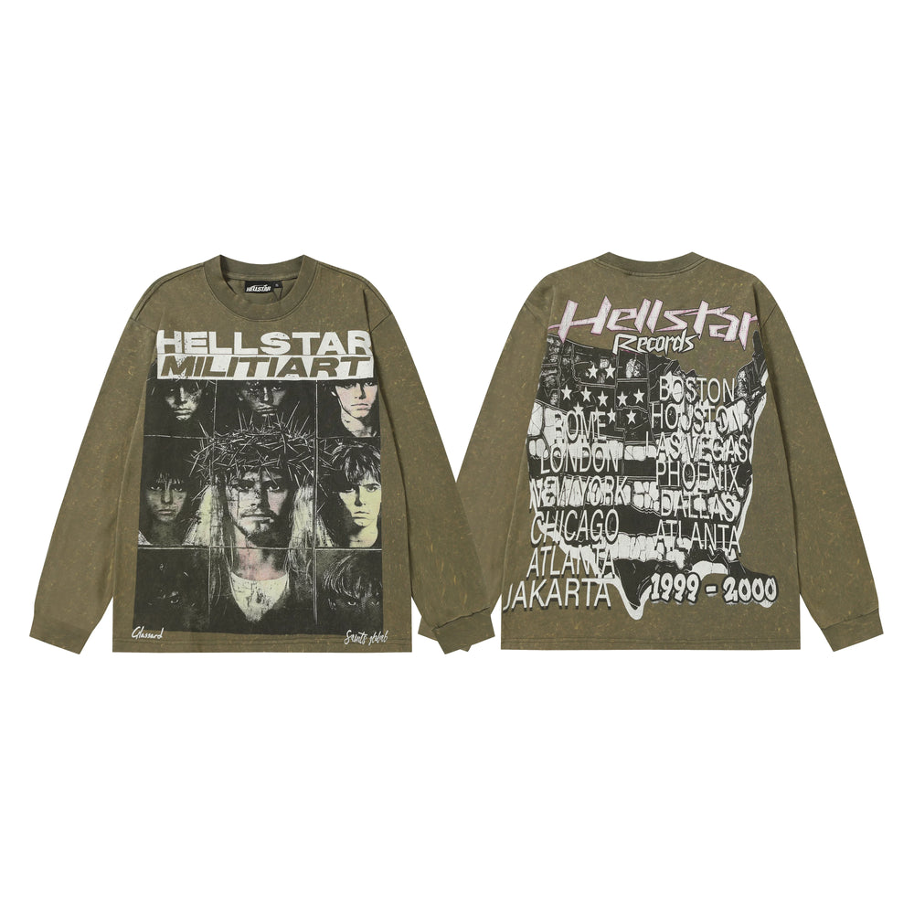 Hellstar Olive Band Tour Portrait Long Sleeve Top
