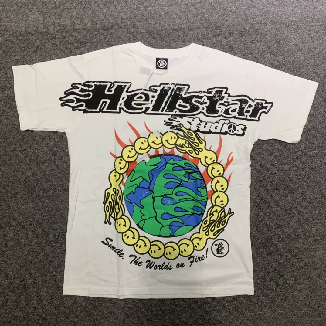Hellstar Earth Smile Ring Cream T-shirt