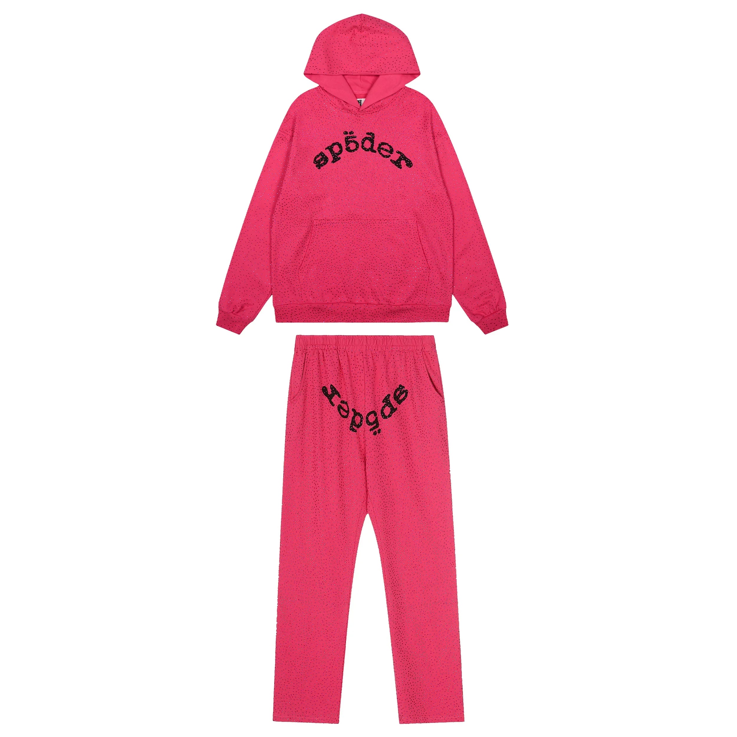 Sp5der Graphic Tracksuit Set - Hot Pink / Heavy Fleece Lined