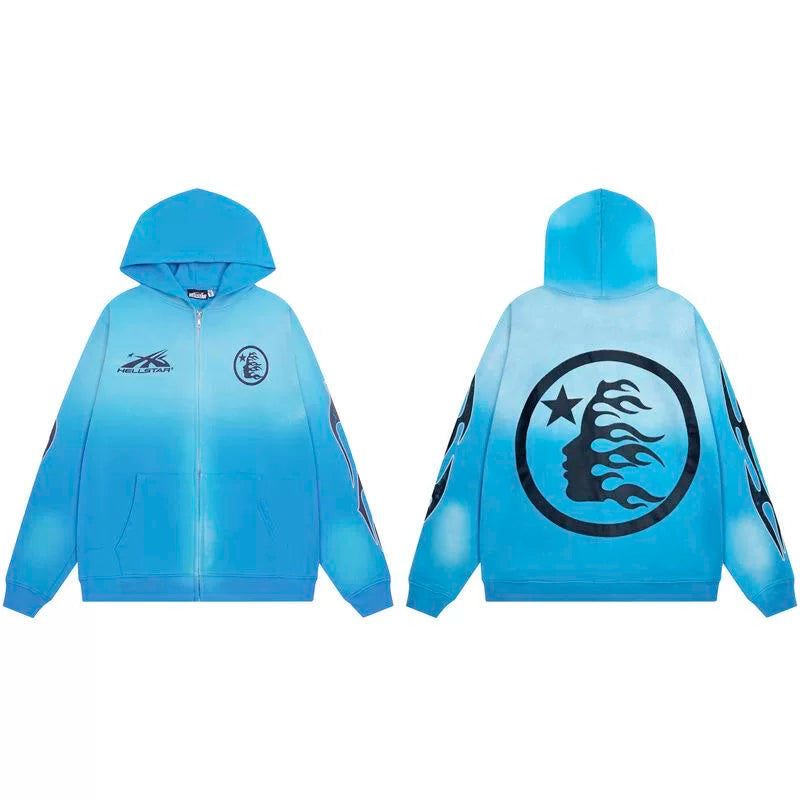 Hellstar Gradient Blue Washed Zip Hoodie