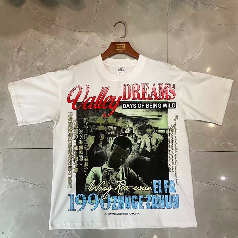 Valleydream White 1990 Vintage Concert Collage Graphic T-Shirt