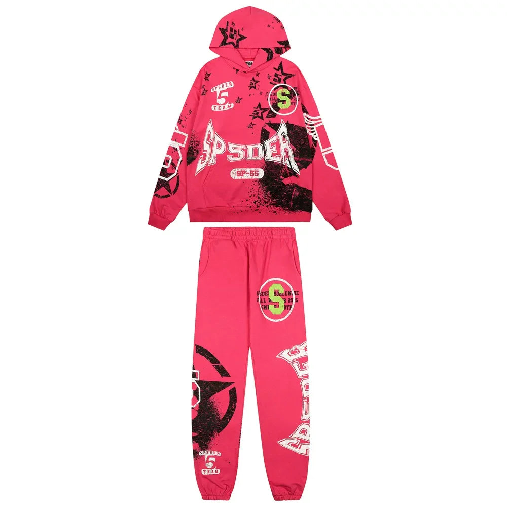 Sp5der Hot Pink All-Over Print Tracksuit