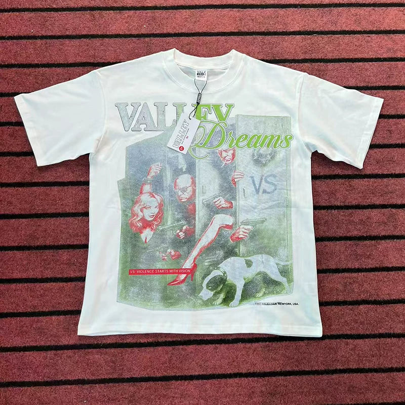 Valleydream White Faded Figure Collage Valley Dreams Vintage T-Shirt