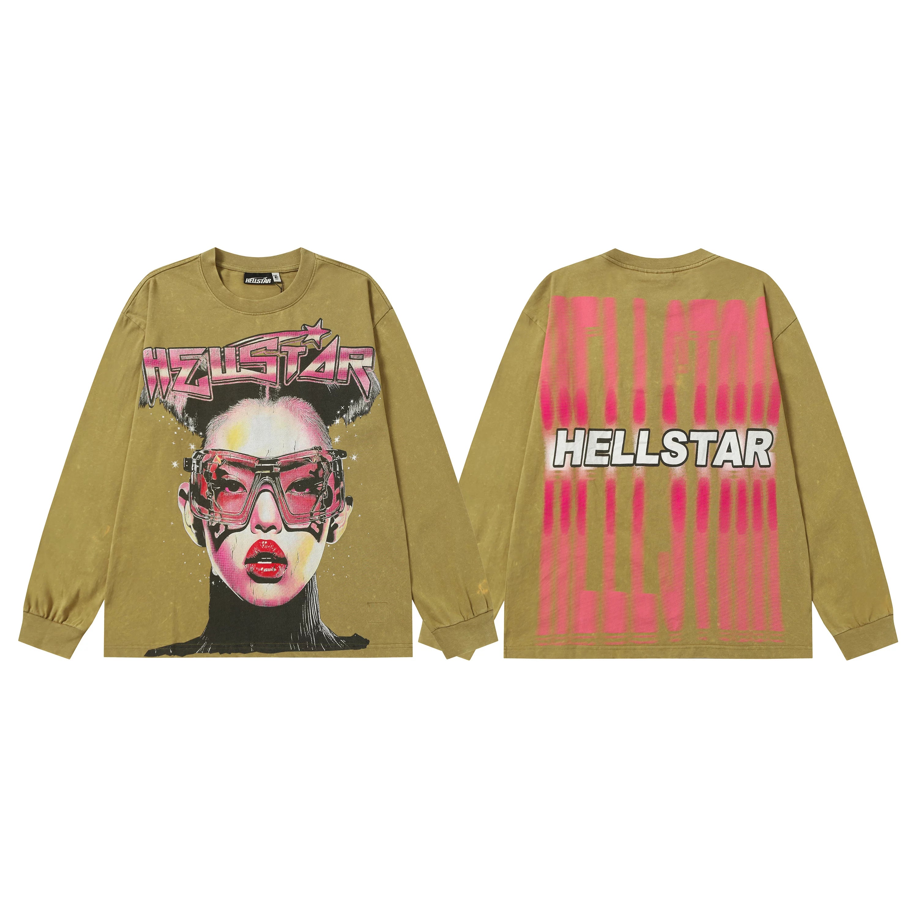 Hellstar Olive Pop Art Portrait Long Sleeve Tee