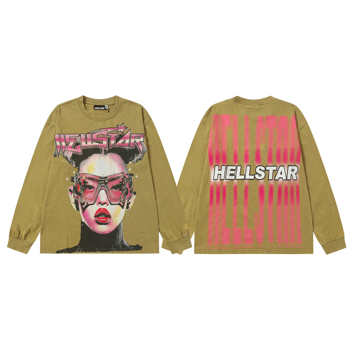 Hellstar Olive Pop Art Portrait Long Sleeve Tee