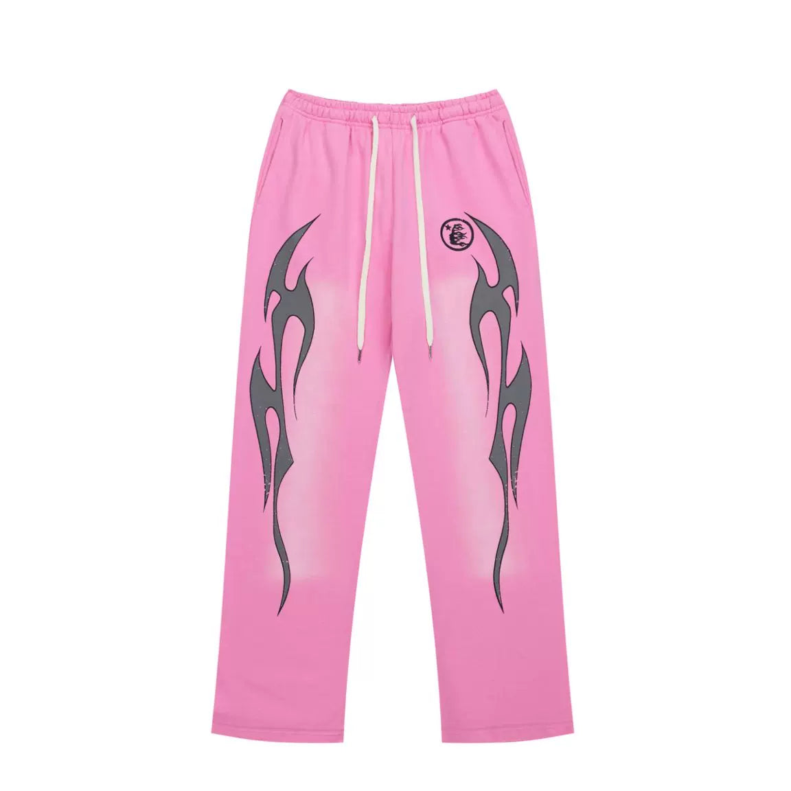 HELLSTAR Pink Black Flame Logo Sweatpants