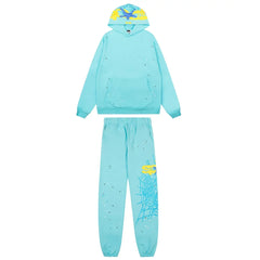 Sp5der Vibrant Cyan Graffiti Web Set - Cyan/Yellow