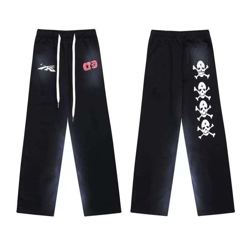 Black Hellstar Skull Print Flare Sweatpants