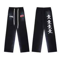 Hellstar Black Vertical Skull Wide Leg Sweatpants