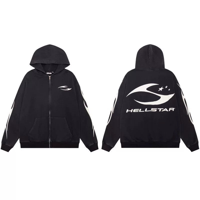 Hellstar Black Classic Logo Zip Hoodie