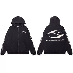 Hellstar Black Classic Logo Zip Hoodie
