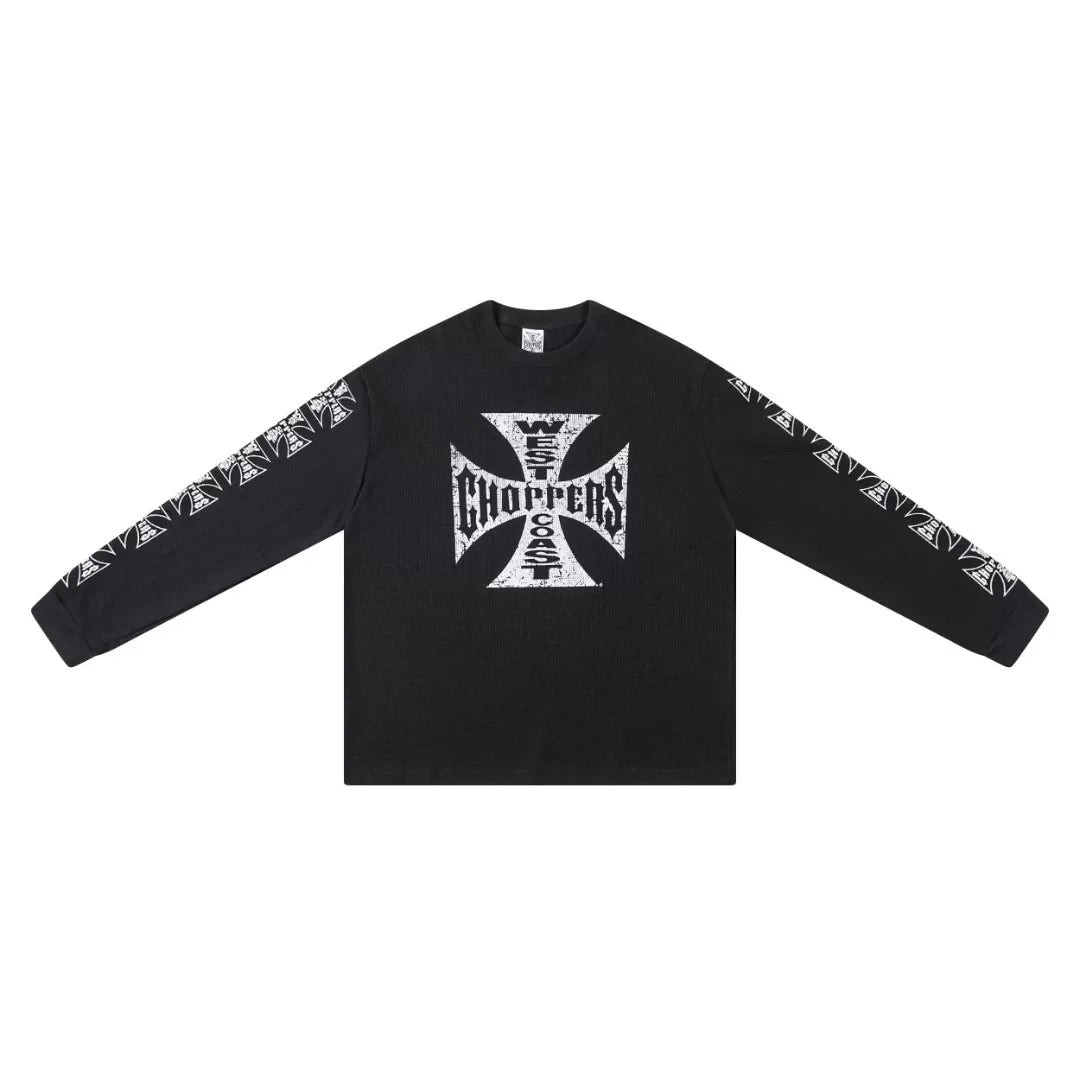 West Coast Choppers Cross Print ERD Stylist Same Style Waffle Sanskrit Long Sleeve (2)