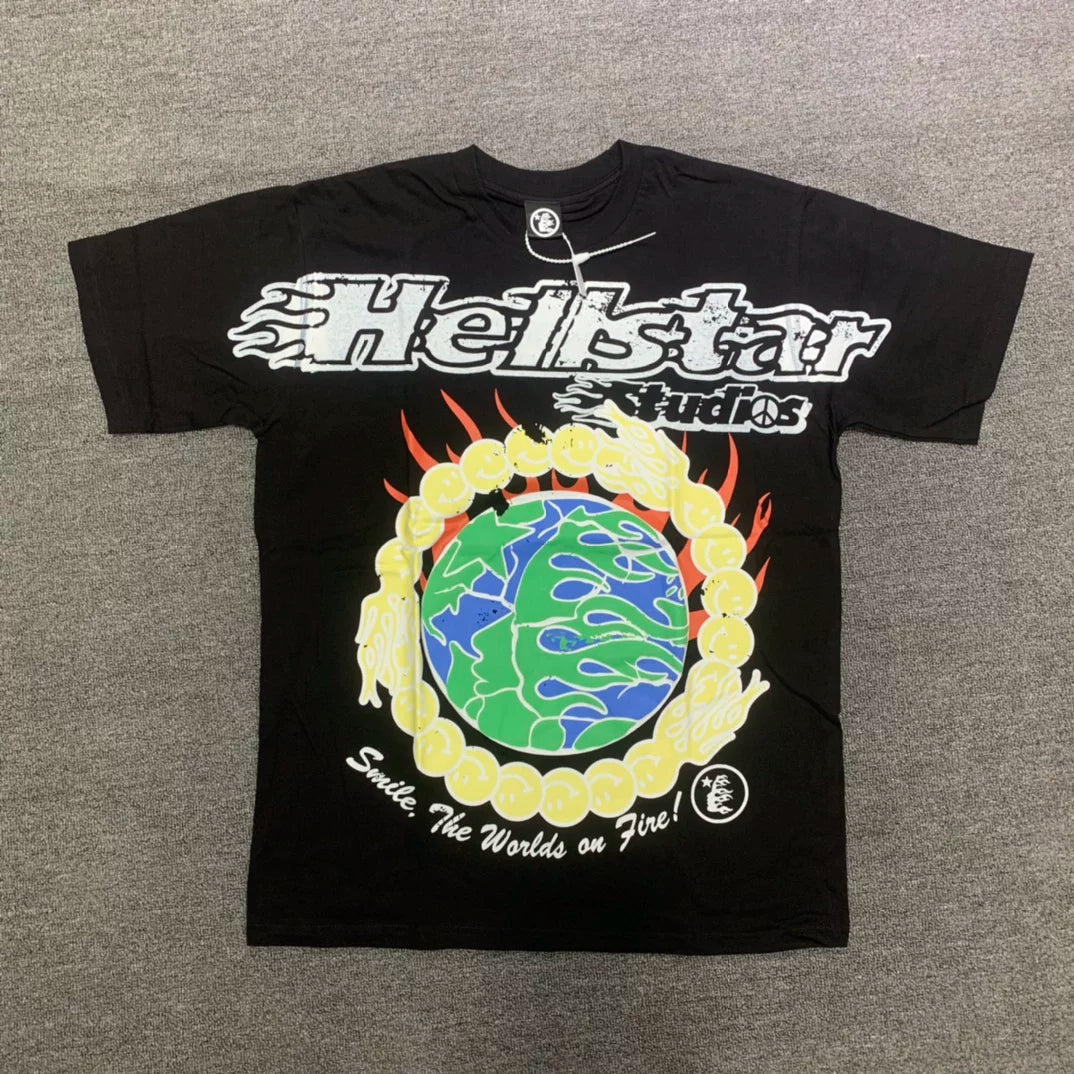 Hellstar Earth Smile Ring Black T-shirt