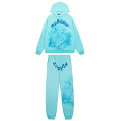 Sp5der Cyan Blue Web Graphic Tracksuit