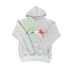 Corteiz “C-Logo” Grey Hoodie — Colorful Star Graphic on Oversized Streetwear Pullover