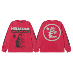 Hellstar Red Sports Flame Portrait Long Sleeve Tee