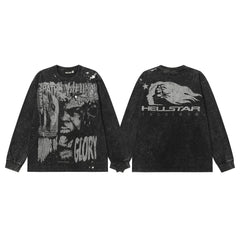 Hellstar Black Washed Portrait Long Sleeve Shirt