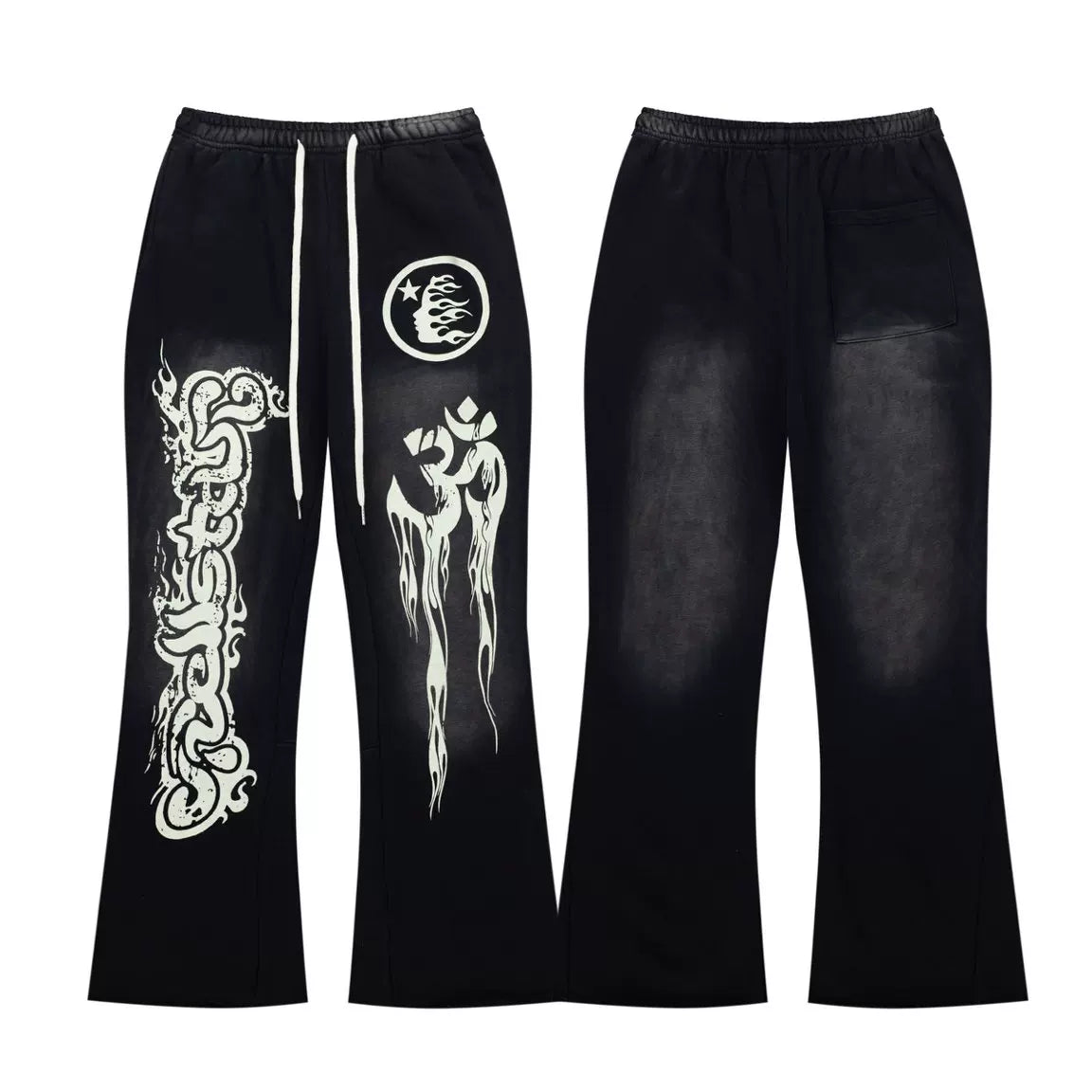 HELLSTAR Black White Pattern Graphic Sweatpants