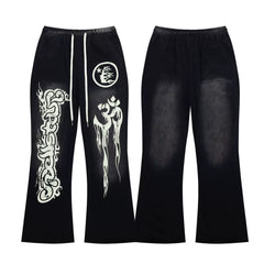 HELLSTAR Black White Pattern Graphic Sweatpants