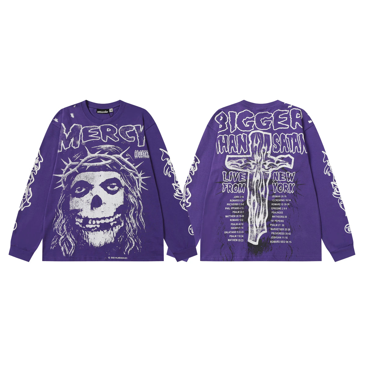Hellstar Purple Skull Mercy Graphic Long Sleeve Tee