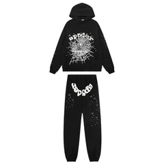 Sp5der Splash Web & Text Tracksuit - Black