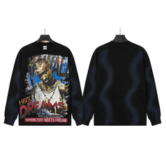 VALLEYDREAM Black Tie Dye 199X Portrait Long Sleeve Graphic Tee