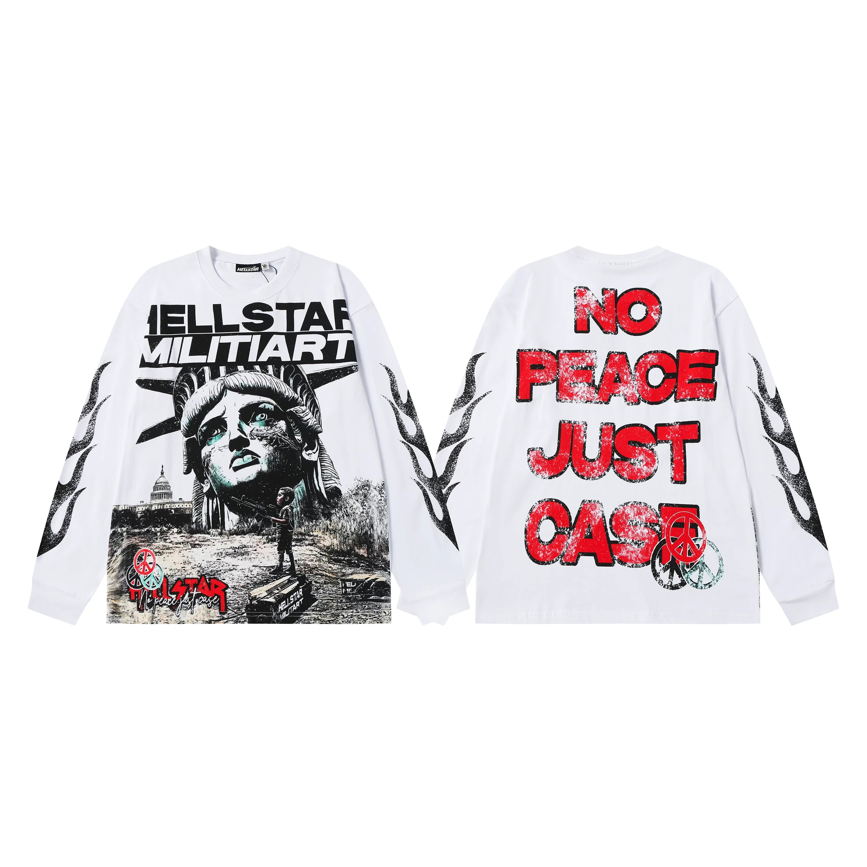 Hellstar White Statue Print Long Sleeve Shirt