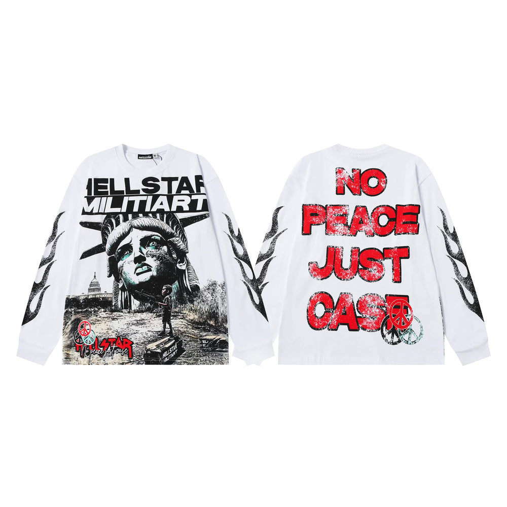 Hellstar White Statue Print Long Sleeve Shirt
