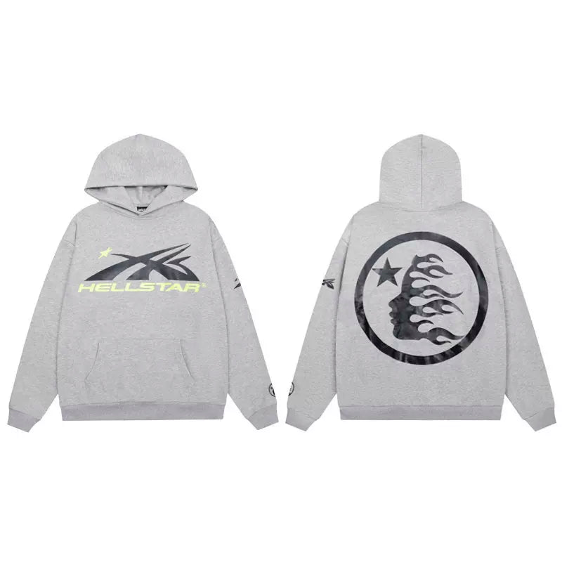 Hellstar Grey Flame Star Hoodie