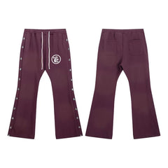 Hellstar Burgundy Side Snap Flare Pants